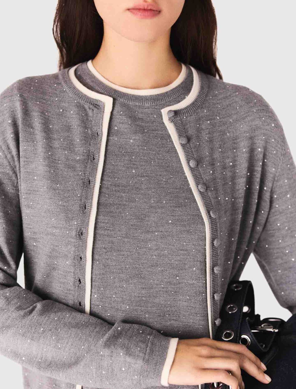 Knit cardigan with rhinestones : Sweaters & Cardigans color Blue