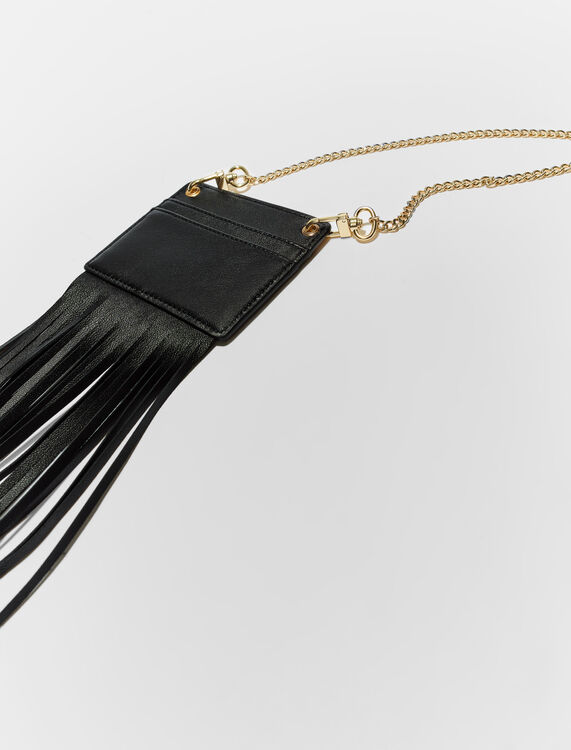Fringed cardholder : Small leather goods color Black