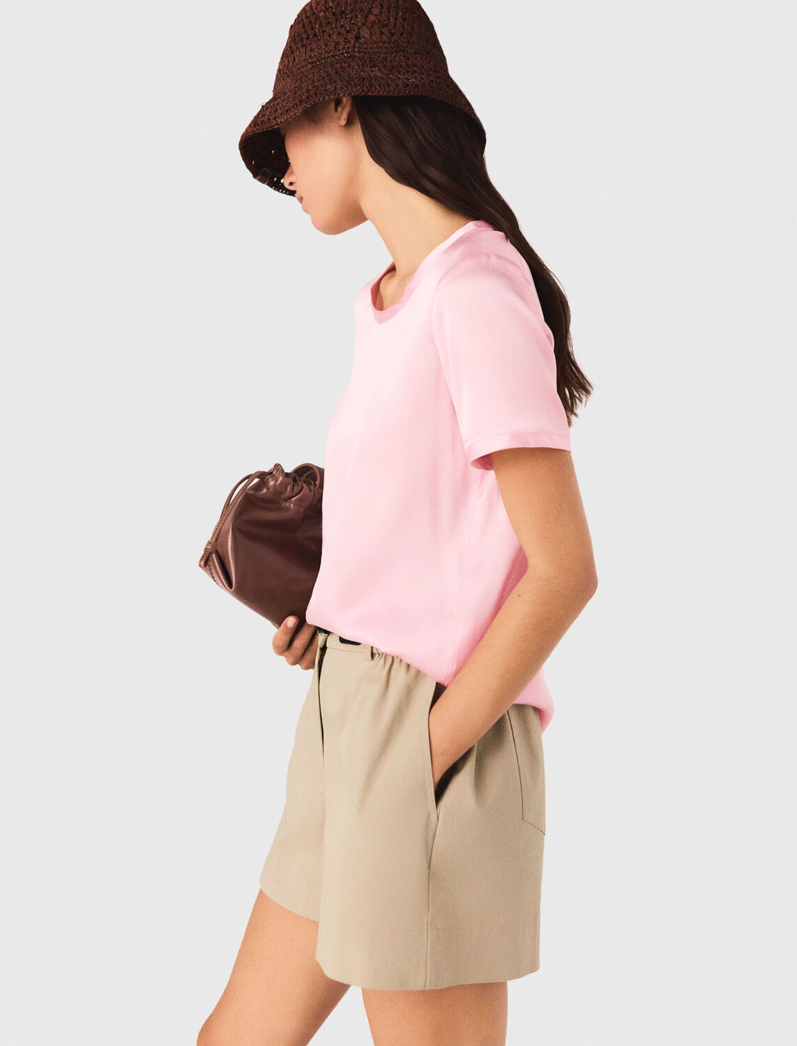 Short-sleeved silk top - Tops - MAJE