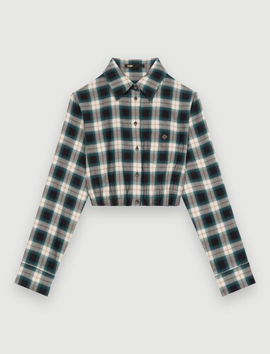 Cropped checked cotton shirt : Shirts color Green