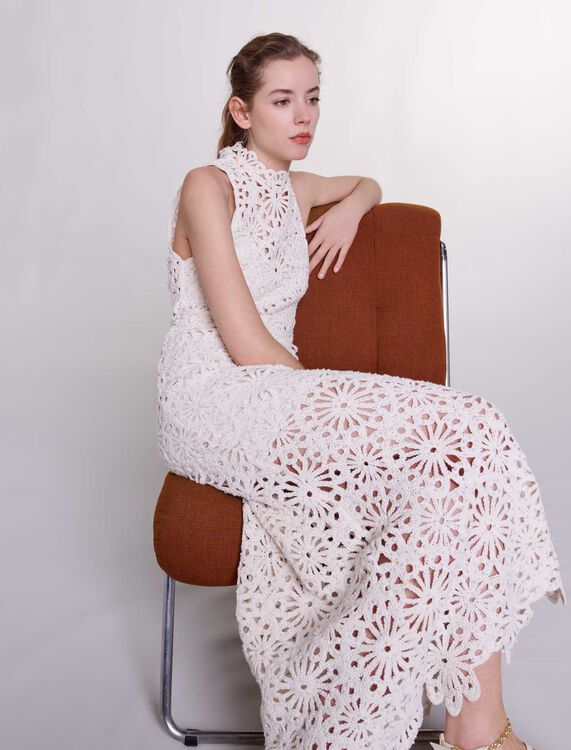 Beaded crochet maxi dress -  - MAJE