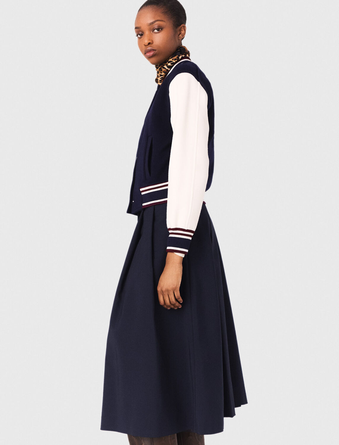 Mixed fabric bomber - Sweaters & Cardigans - MAJE