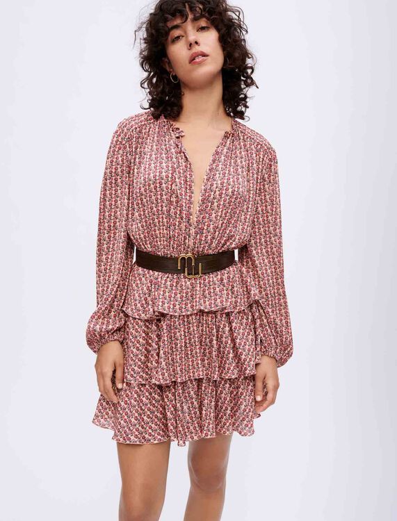 Flowing printed dress with ruffles - Dresses - MAJE