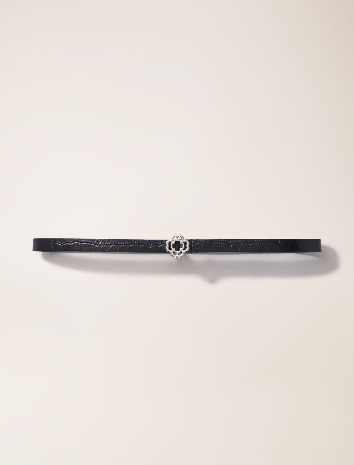 Slim mock croc leather Clover belt - Belts - MAJE