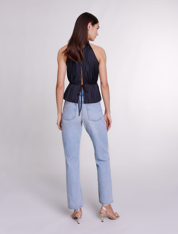 Pleated satin top : Tops color Black