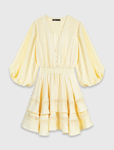 Short ruffled dress : Dresses color Pale Yellow