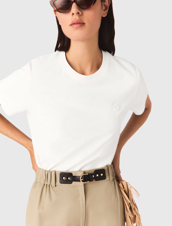 T-shirt with small embroidered logo - T-Shirts - MAJE