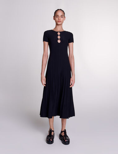 Rib knit maxi dress : Dresses color Black