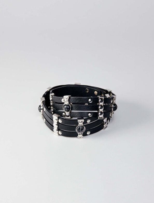 High-waisted leather belt with metal : Other Accessories color 