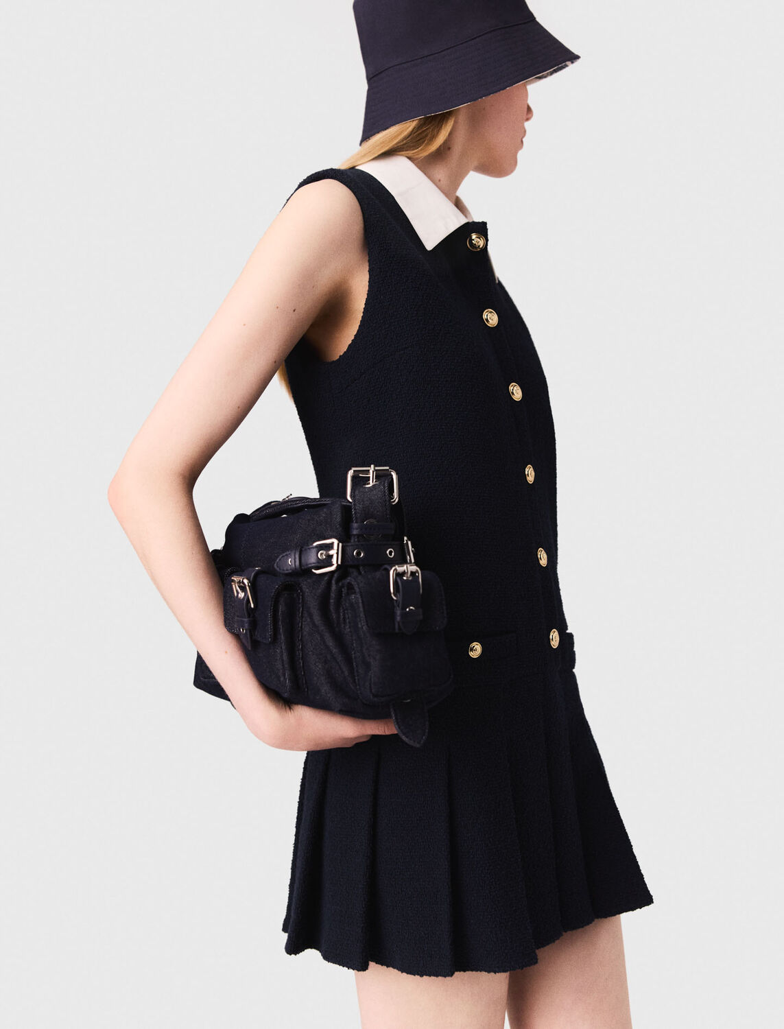 Short tweed dress, removable collar - Dresses - MAJE