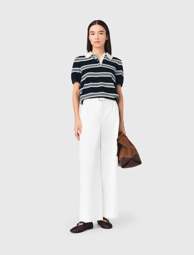 Wide-leg cotton trousers : Trousers & Jeans color White