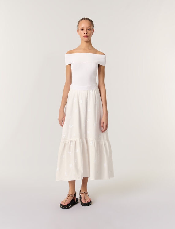 Long embroidered skirt : Skirts & Shorts color White