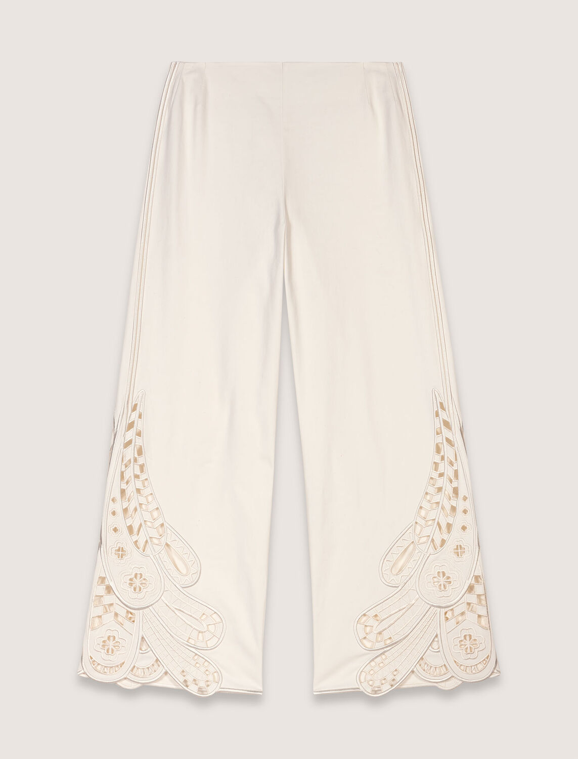 Embroidered trousers : Trousers & Jeans color Ecru