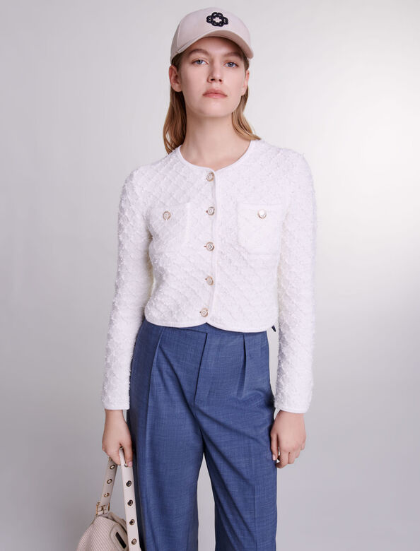 Knit cardigan : Sweaters & Cardigans color Ecru