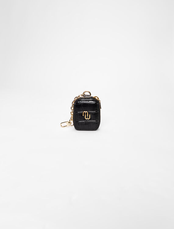Embossed leather earphone case -  - MAJE