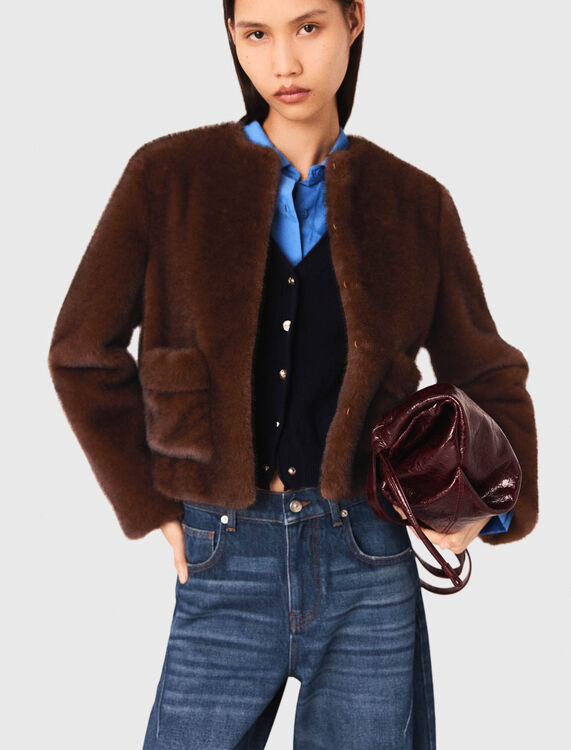 Short faux fur coat - Coats - MAJE