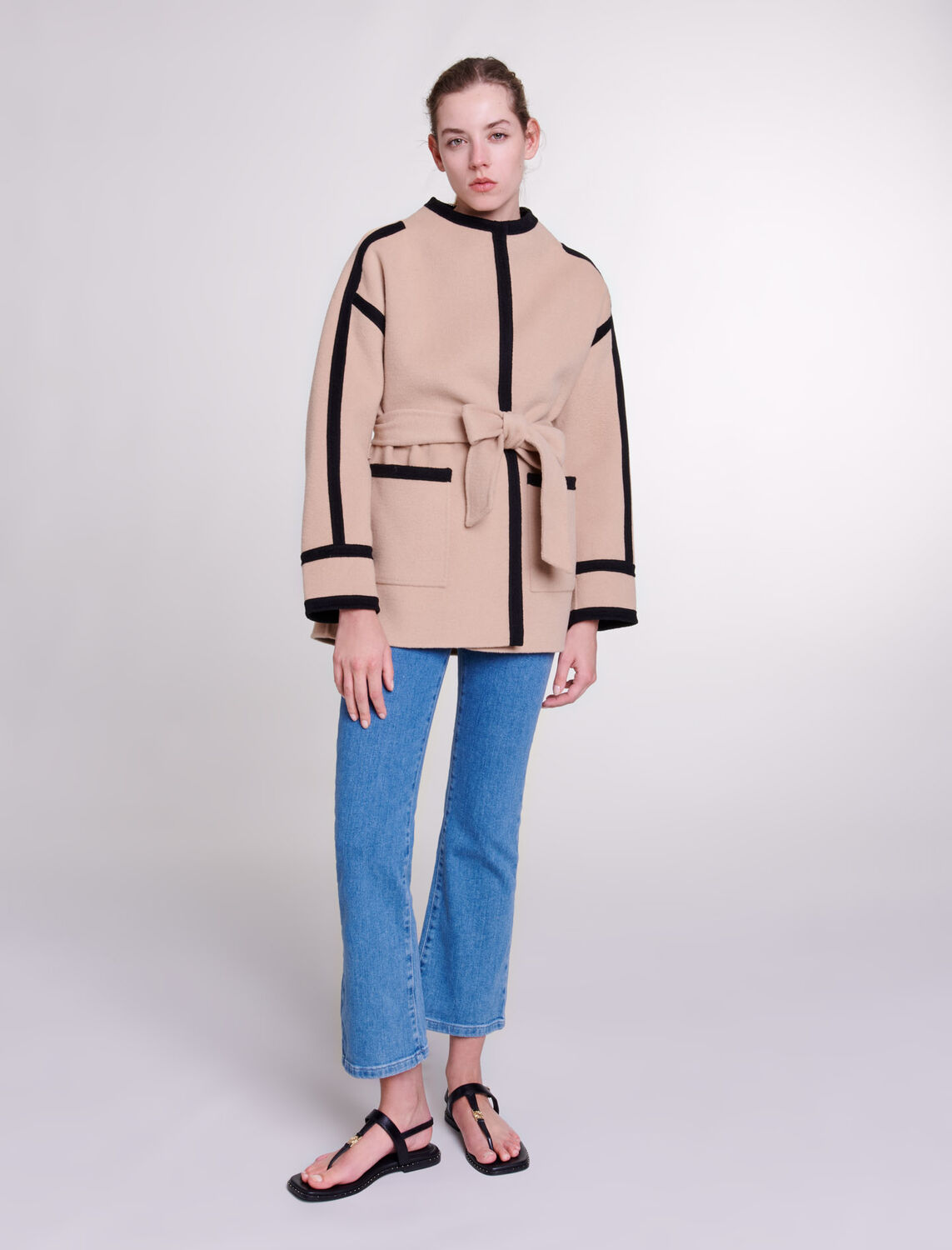 Short two-tone coat - Fall-Winter Collection - MAJE