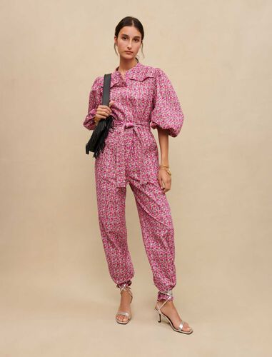 Floral printed jumpsuit : Jumpshort & Jumpsuits color Fuchsia embroderied flowers