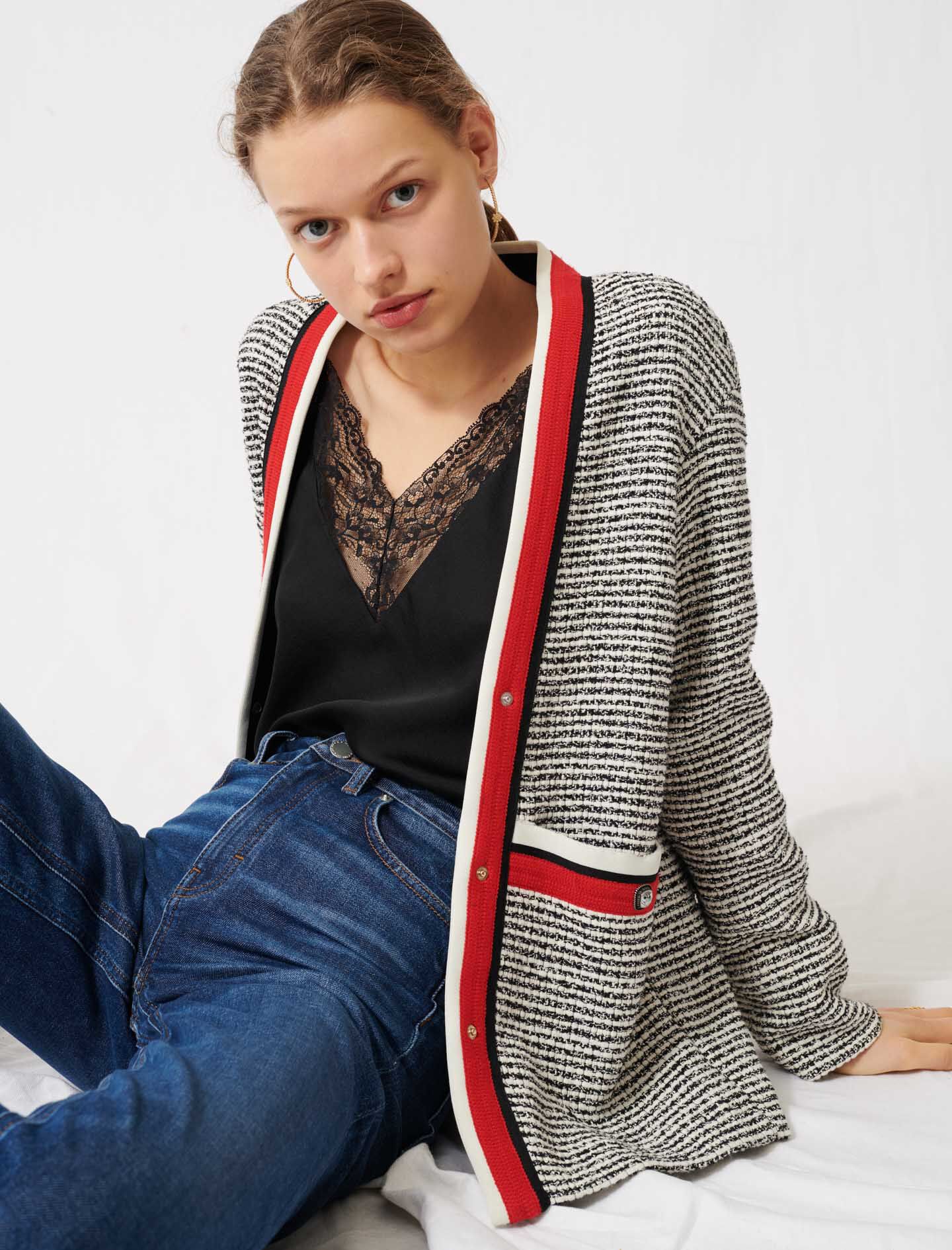 long colourful cardigan