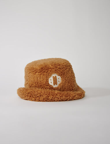 Fake fur Clover bucket hat : Other accessories color Camel