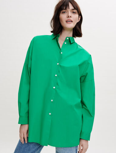 Oversized coloured poplin shirt : Shirts color Green