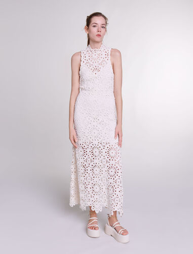 Beaded crochet maxi dress : Spring-Summer Collection color Ecru
