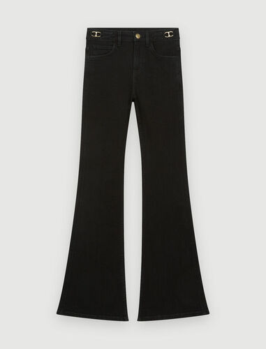 Flared jeans with horsebit : Trousers & Jeans color Black