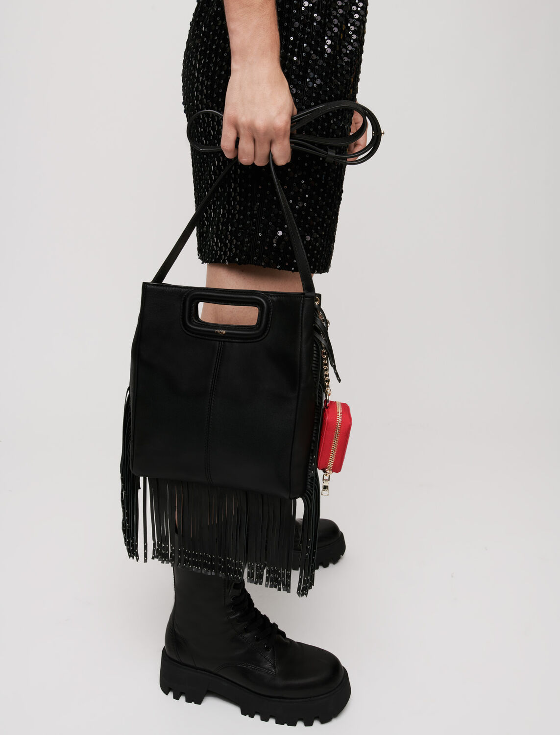 M bag with fringing decorated with studs - All Gift Ideas - MAJE