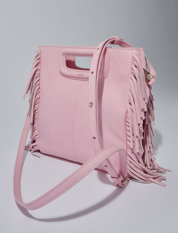 Smooth leather M bag with fringing : View All color Pale Pink