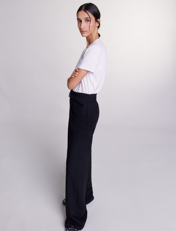 Wide leg pants with belt - Trousers & Jeans - MAJE