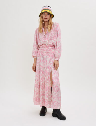 Printed satin skirt : 40% Off color Pink cashmere