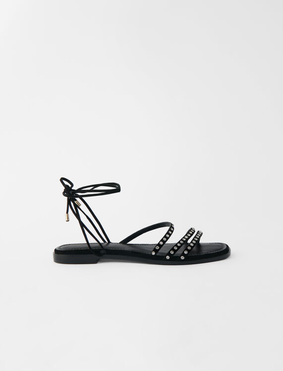 Flat tie sandals with rhinestones - Shoes - MAJE