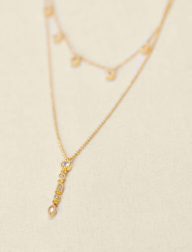 Diamanté double necklace : Other Accessories color Gold
