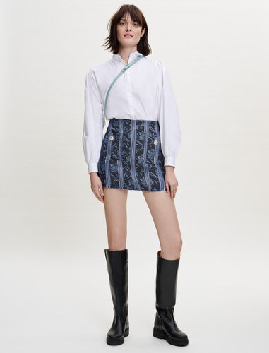 Jacquard trompe-l’oeil shorts : Shirts color Indigo