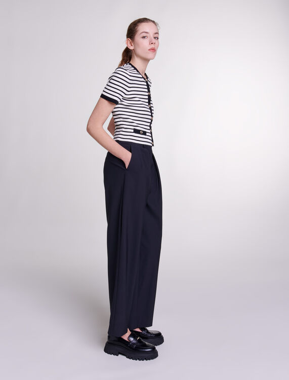 Wide-leg trousers with belt -  - MAJE