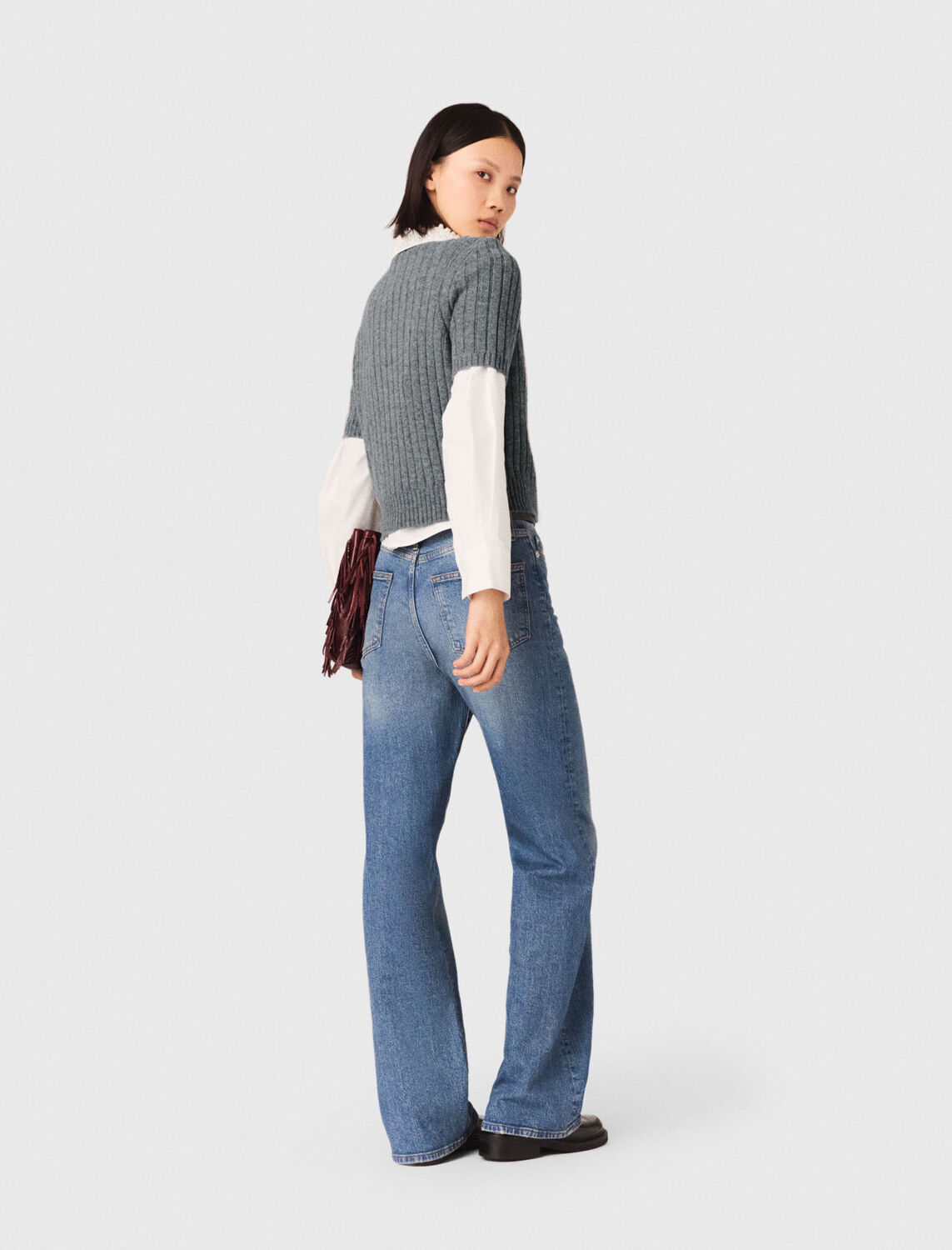 Removable beaded collar jumper : Sweaters & Cardigans color Grey