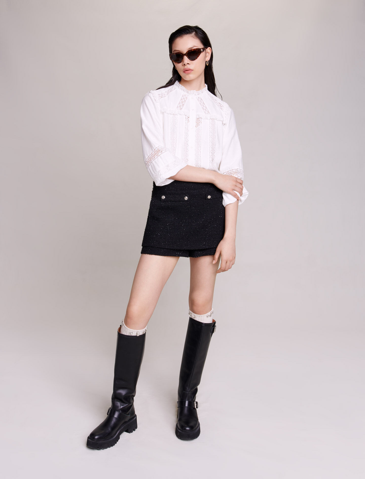 123IATEAU Tweed shorts - null - Maje.com