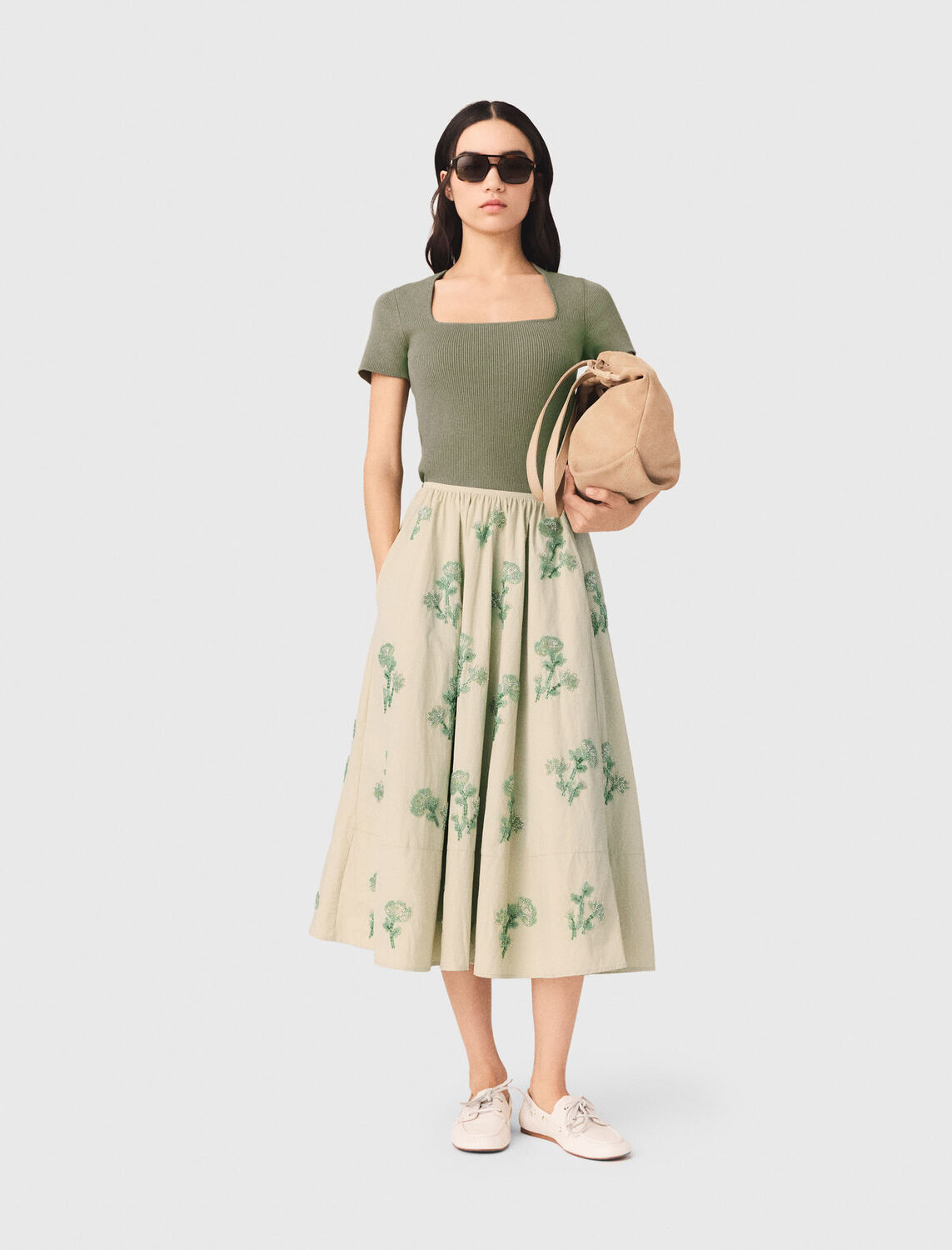 Embroidered technical skirt - Skirts & Shorts - MAJE