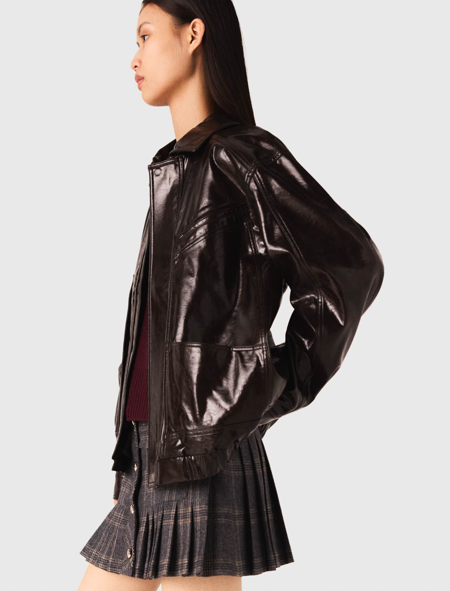 125BELIX Crackled faux leather jacket - Blazers & Jackets - Maje.com