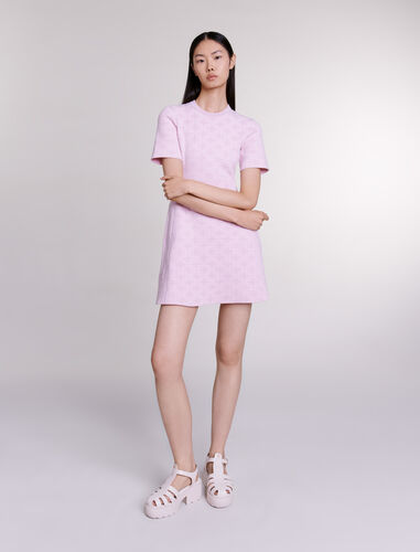Jacquard knit short dress : Dresses color Pale Pink