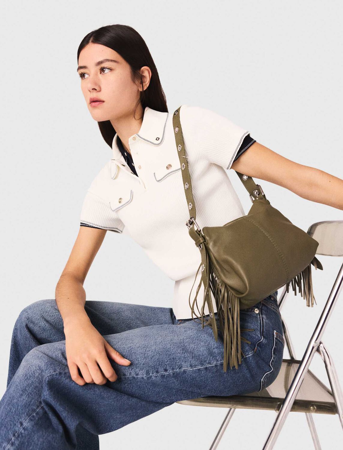 Short-sleeve polo shirt : Sweaters & Cardigans color Ecru