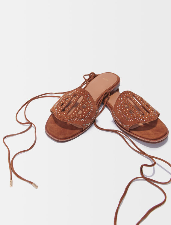 Flat tie sandals with studs - Shoes - MAJE