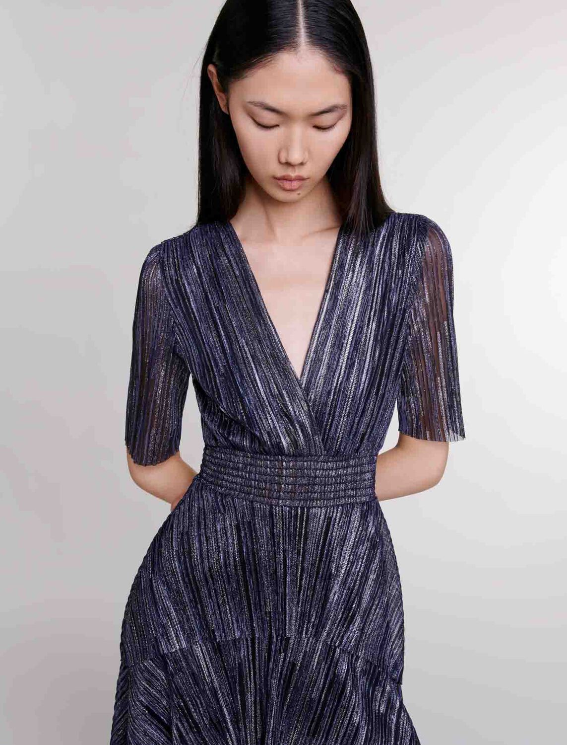 Full lamé dress with ruffles : 30% Off color 