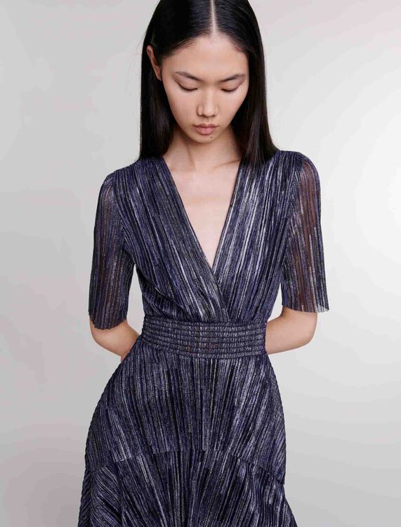 Full lamé dress with ruffles - 30% Off - MAJE