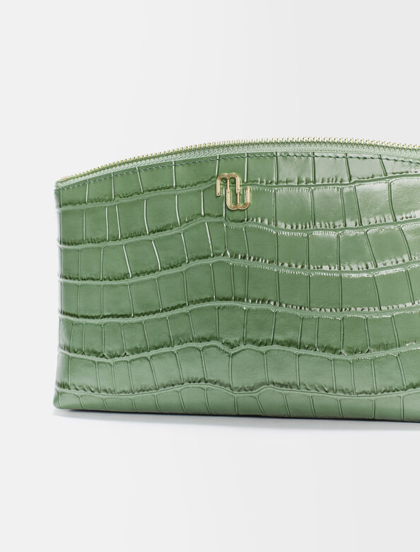 Crocodile-effect embossed leather clutch : Other Accessories color 
