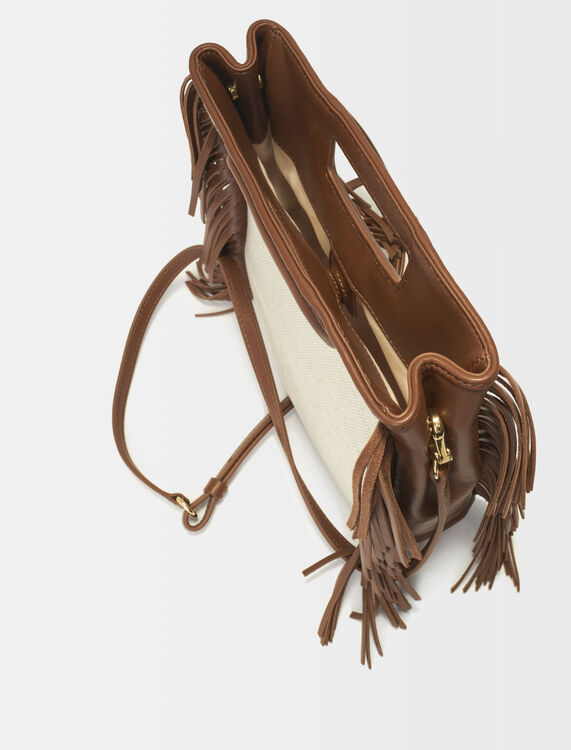 Leather and material mix M bag : M Bag color Tabacco