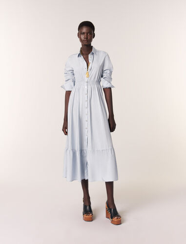 Rhinestone striped maxi dress : Dresses color Blue white stripes