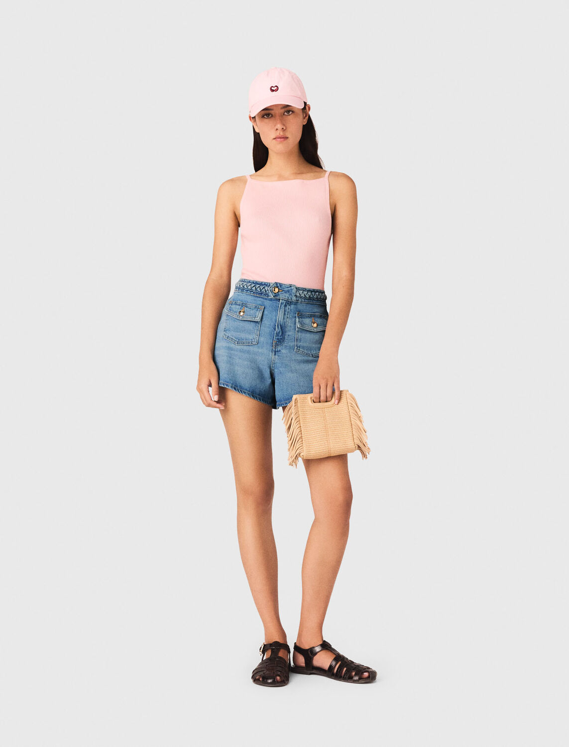 Braided denim shorts - Skirts & Shorts - MAJE