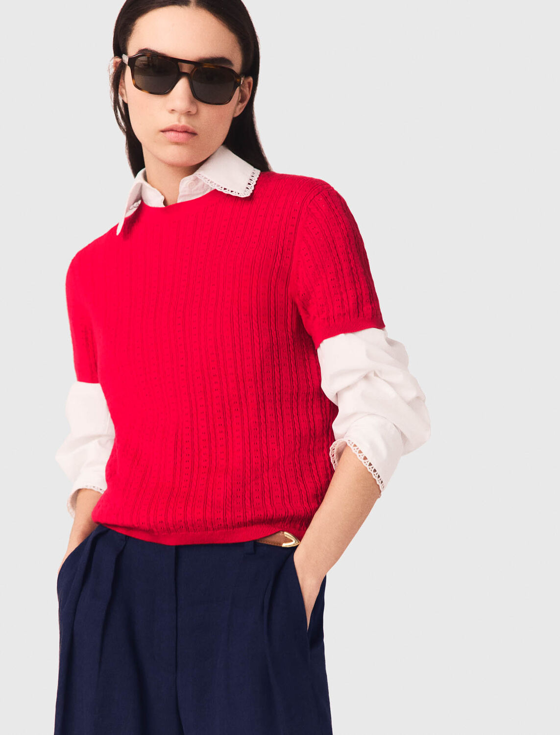Round-neck jumper : Sweaters & Cardigans color Red