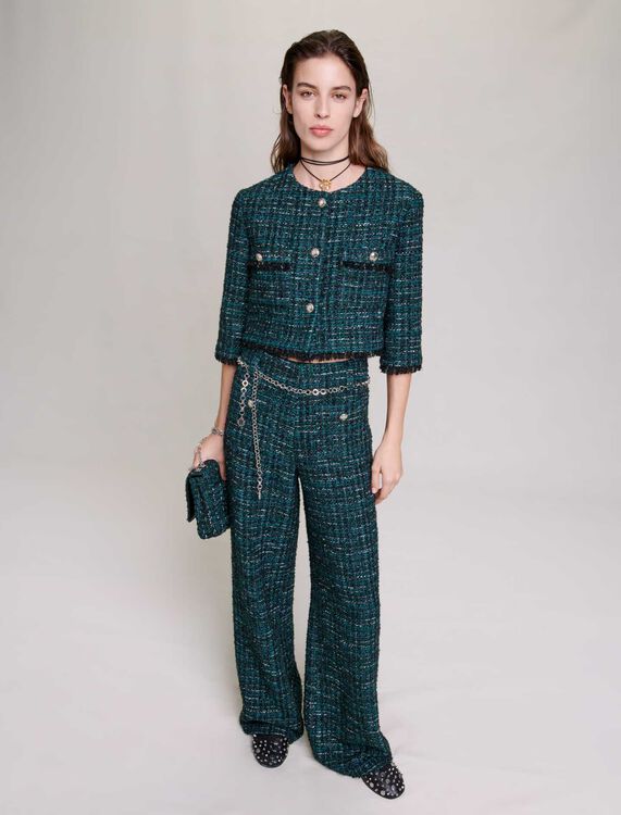 Wide-leg tweed trousers - Trousers & Jeans - MAJE